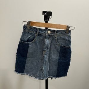 Denim patchwork mini skirt